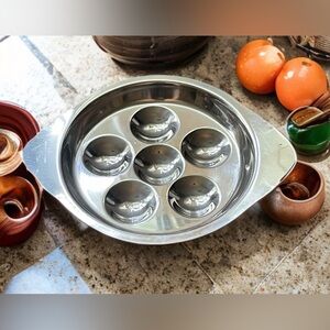 Two Stainless Steel Escargot Trays